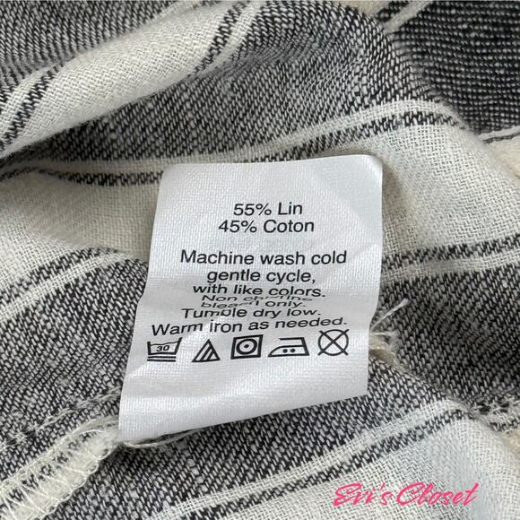 MADEWELL Lace Up Linen Cotton Blend Skirt Size 0 Gray White Lagenlook Mini NWT - Picture 8 of 12